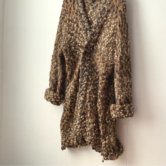 long woven boucle lacy yarn knit cardigan - Picture 5 of 9
